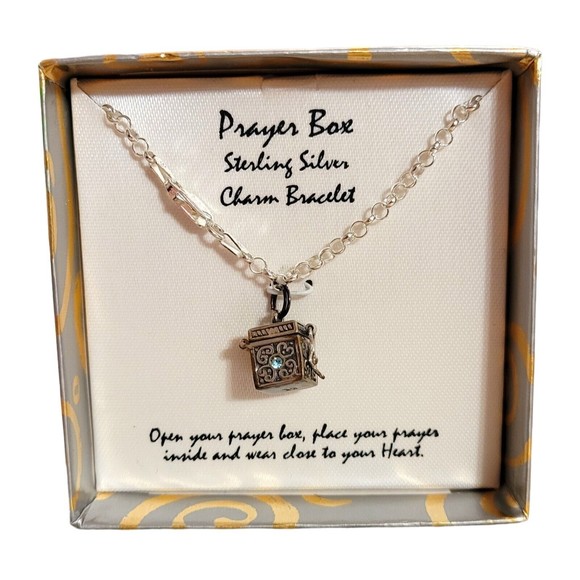 Prayer Box 925 Sterling Silver Charm Bracelet With Box - Picture 1 of 3